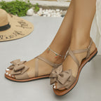 Casual Sandals Bow Crisscross Ankle Strap Low Heels Women's Lightweight Shoes