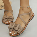 Casual Sandals Bow Crisscross Ankle Strap Low Heels Women's Lightweight Shoes