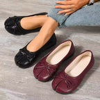 Ballerinas Shoes Bow Split Toe Slip-Ons Pu Leather Casual Women's Flats