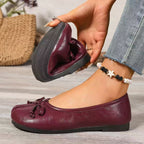 Ballerinas Shoes Bow Split Toe Slip-Ons Pu Leather Casual Women's Flats