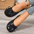 Ballerinas Shoes Bow Split Toe Slip-Ons Pu Leather Casual Women's Flats