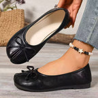 Ballerinas Shoes Bow Split Toe Slip-Ons Pu Leather Casual Women's Flats