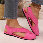Women's Casual Sandals Crisscross Soft Fabric Comfortable Fit Low Heel Flats