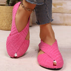 Women's Casual Sandals Crisscross Soft Fabric Comfortable Fit Low Heel Flats