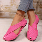 Women's Casual Sandals Crisscross Soft Fabric Comfortable Fit Low Heel Flats
