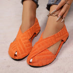 Women's Casual Sandals Crisscross Soft Fabric Comfortable Fit Low Heel Flats