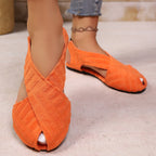 Women's Casual Sandals Crisscross Soft Fabric Comfortable Fit Low Heel Flats