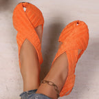 Women's Casual Sandals Crisscross Soft Fabric Comfortable Fit Low Heel Flats