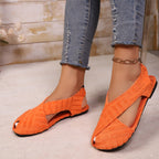 Women's Casual Sandals Crisscross Soft Fabric Comfortable Fit Low Heel Flats