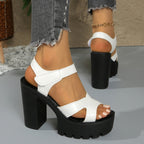 Block Heel Casual Sandals Criss Cross Pu Leather Open Toe High Heel Women's Shoes