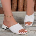 Block Heels Sandals Woven Mesh Open Toe Mid Lightweight Women's Shoes
