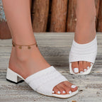 Block Heels Sandals Woven Mesh Open Toe Mid Lightweight Women's Shoes