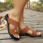 Women's Summer Sandals Snakeskin Pattern Open Toe Block Low Heels Shoes