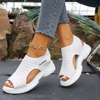 Women's Open Toe Platform Fashion Sandals Mesh Lightweight Rubber Flats