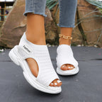 Women's Open Toe Platform Fashion Sandals Mesh Lightweight Rubber Flats