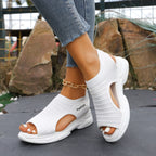 Women's Open Toe Platform Fashion Sandals Mesh Lightweight Rubber Flats