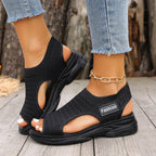 Women's Open Toe Platform Fashion Sandals Mesh Lightweight Rubber Flats
