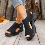 Women's Open Toe Platform Fashion Sandals Mesh Lightweight Rubber Flats
