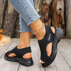 Women's Open Toe Platform Fashion Sandals Mesh Lightweight Rubber Flats