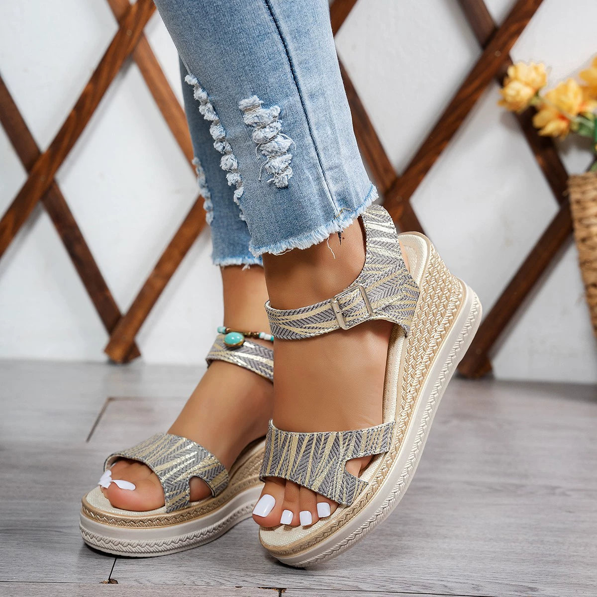 Women's Casual Wedge Sandals Open Toe Summer Daily High Heel Shoes