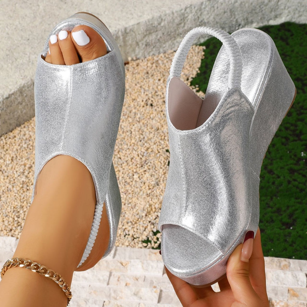 Wedge Sandals Peep Toe Women's Summer Casual Pu Leather High Heel Shoes