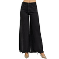 RISEN Black Jeans Wide Leg High Rise Raw Hem Tummy Control Casual Denim Pants