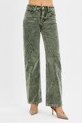RISEN Womens Corduroy Pants Green Forest Tummy Control Mid Rise Straight Leg FOREST RISEN_Womens_Corduroy_Pants_Green_Forest_Tummy_Control_Mid_Rise_Straight_Leg Trendsi