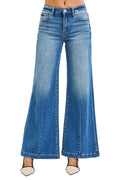 RISEN Womens Wide Leg Jeans Flared Look Mid Rise Medium Wash Denim Pants MEDIUM RISEN_Womens_Wide_Leg_Jeans_Flared_Look_Mid_Rise_Medium_Wash_Denim_Pants Trendsi