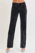 RISEN omens Corduroy Pants Mid Rise Straight Leg Tummy Control Midnight MIDNIGHT RISEN_omens_Corduroy_Pants_Mid_Rise_Straight_Leg_Tummy_Control_Midnight Trendsi