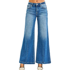 RISEN Wide Leg Jeans Flared Mid Rise Medium Wash Denim Casual Pants