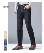Men's Soft Straight Denim Pants Classic Business Black Biker Jeans Overalls Masculino Pantalone Hombre Mannen Homme