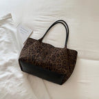 Women's Leopard Print Faux Leather Tote Shoulder Bag