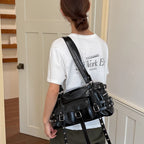 Women's PU Leather Baguette Crossbody Bag Street Style, Zipper Closure