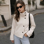 Women's Cropped High-Neck Button-Front Jacket