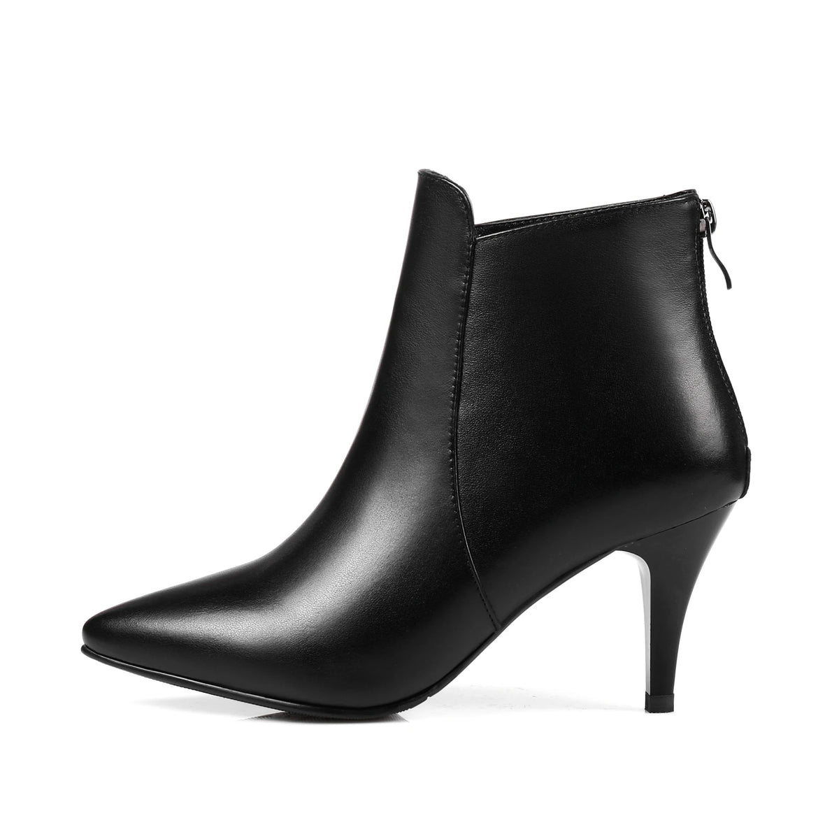 Arden Furtado Women's Genuine Leather Ankle Boots – Pointed Toe Chunky Heels