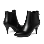 Arden Furtado Women's Genuine Leather Ankle Boots – Pointed Toe Chunky Heels