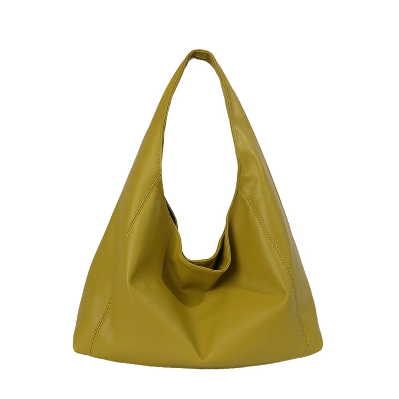 Women's Soft PU Leather Hobo Tote Bag – Hasp Closure, Water-Resistant, 37×25×11 cm