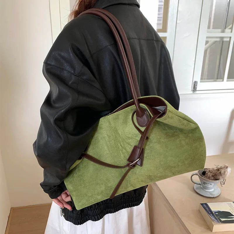 Women's Retro PU Leather Underarm Tote Bag – Casual Shoulder Handbag