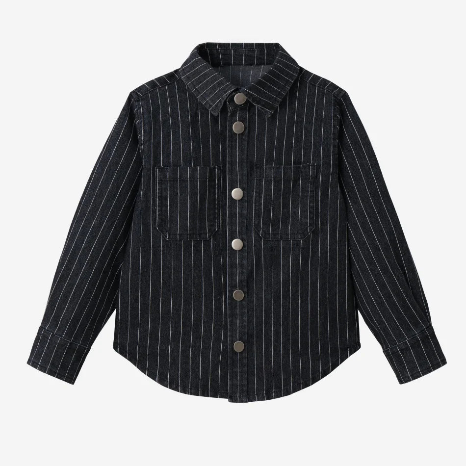 Conjuntos de Sudores para Irmãos Chalet - Conjunto Infantil Pinstripe Preto Envelhecido