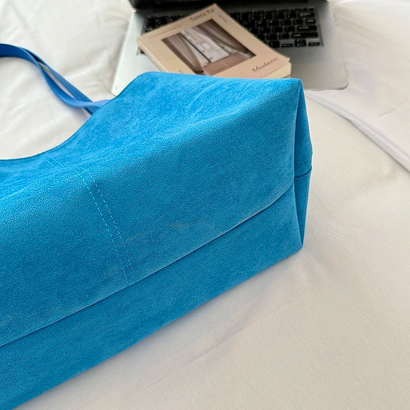Women's Tote Bag Vintage Soft Faux-Suede Zipper Shoulder Bag with Phone Pocket