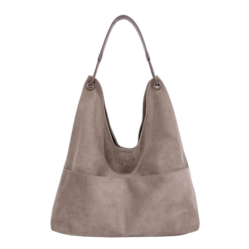 Women's Hobo Bag Vintage Large-Capacity Soft Faux-Suede Hasp Shoulder Bag with Phone Pocket