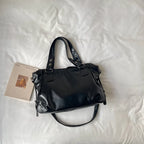 Women's Faux Leather Tote Shoulder Bag with Charm