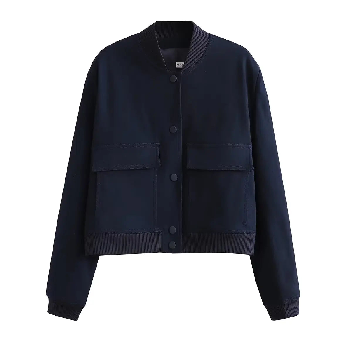 Women Fashion Solid Bomber Jackets Coat With Pockets V-Neck Single Breasted Long Sleeves