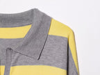 Women's Striped Polo Sweater Casual Long Sleeve Loose Pullover
