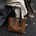 Women's Soft Faux Leather Tote Shoulder Bag with Zipper Closure