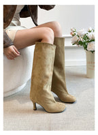 Women's Faux Suede Square Toe Knee-High Boots