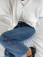 Women's Cardigan Slim-Fit Single-Breasted O-Neck Button Wool-Cotton-Acrylic Blend Full-Sleeve Autumn Winter Sweater