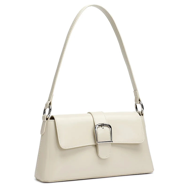 Women's Genuine Leather Baguette Shoulder Bag – Vintage Cowhide Crossbody