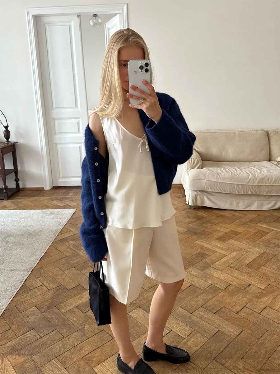 Women's Cardigan Single-Breasted O-Neck Button Knit Regular Fit Full-Sleeve Office Lady Spring Autumn Sweater