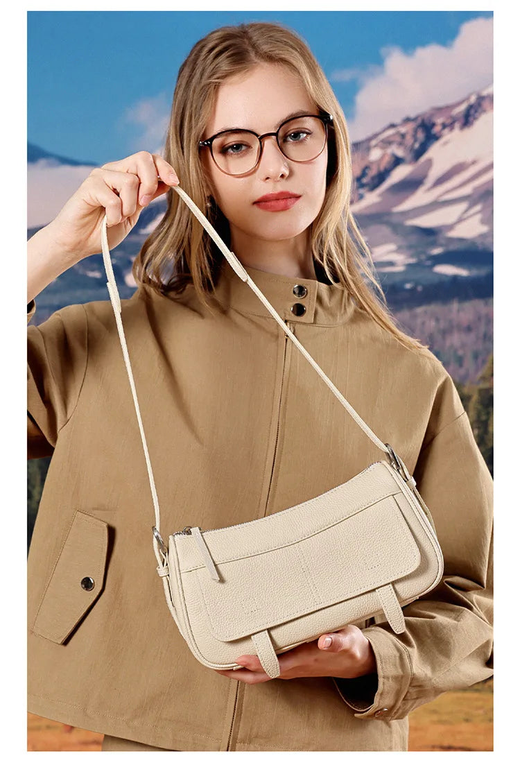 Women's Vintage Genuine Leather Crossbody Bag – Soft Cowhide Bowling Shoulder Bag